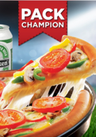 Pack champion :  25€ 3 pizzas double pan + un soda ou 2 heineken - Pizza hut