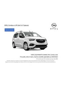 Prospectus Distributeur OPEL GARAGE A.D.C. AULNAY-SOUS-BOIS : Opel Combo-e Life