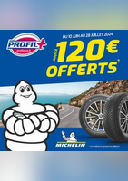 Pour l'achat de pneus MICHELIN c'est jusqu'à 120€ offerts - Profil +