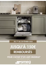 Promos et remises  : Jusqu'à 15€ remboursés pourl'achat d'un lave-vaisselle SMEG