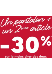 Prospectus Cache cache CHÂTEAU THIERRY ZC LECLERC : Un pantalon + un 2ème article : -30% sur le moins cher des deux