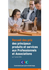 Prospectus CIC CLERMONT L HERAULT : Recueil des prix des principaux produits et services aux Professionnels et Associations