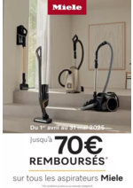 Promos et remises  : Jusqu'à 70€ remboursés sur tousles aspirateurs MIELE