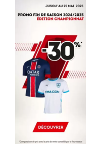 Prospectus Sport 2000 CHANTONNAY : Promo Fin de saison 2024-2025 : -30% sur les maillots et survêtements de clubs édition championnat !