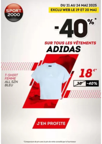 Prospectus Sport 2000 CHANTONNAY : ADIDAS en promo : -40% sur le textile !
