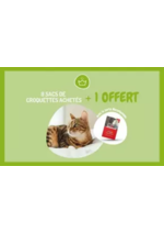 Promos et remises  : 9 sacs de croquettes ou de litière achetés, le 10ème offert