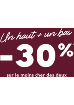 Promos et remises  : Un haut + un bas -30 % sur le moins xher se deux
