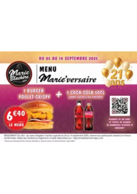 Prospectus Marie Blachère Puget-sur-Argens : Menu Marie’Versaire