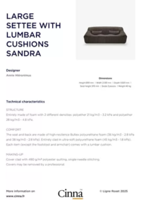 Prospectus CINNA Furiani : LARGE SETTEE WITH LUMBAR CUSHIONS SANDRA